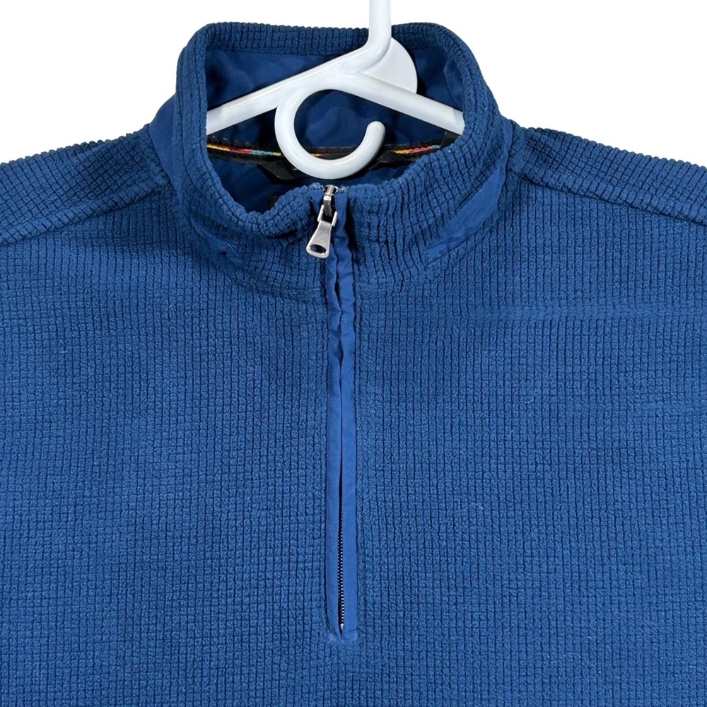 Greg Norman Blue Waffle Knit Quarter Zip Fleece Water Repellent Pullover Mens S